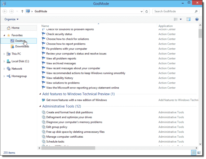 Windows 10 GodMode - OPTKEYS