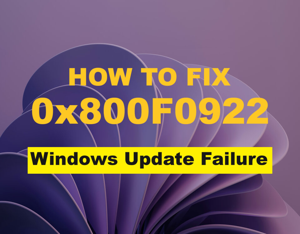 Windows update error 0x800F0922